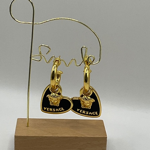 Versace Jewelry - Gold and Black Enamel Drop Earrings